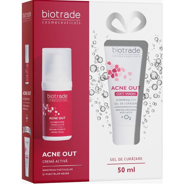Poza produs Pachet Acne Out Crema activa + Acne Out Gel de curatare, Biotrade | 30 ml + 50 ml