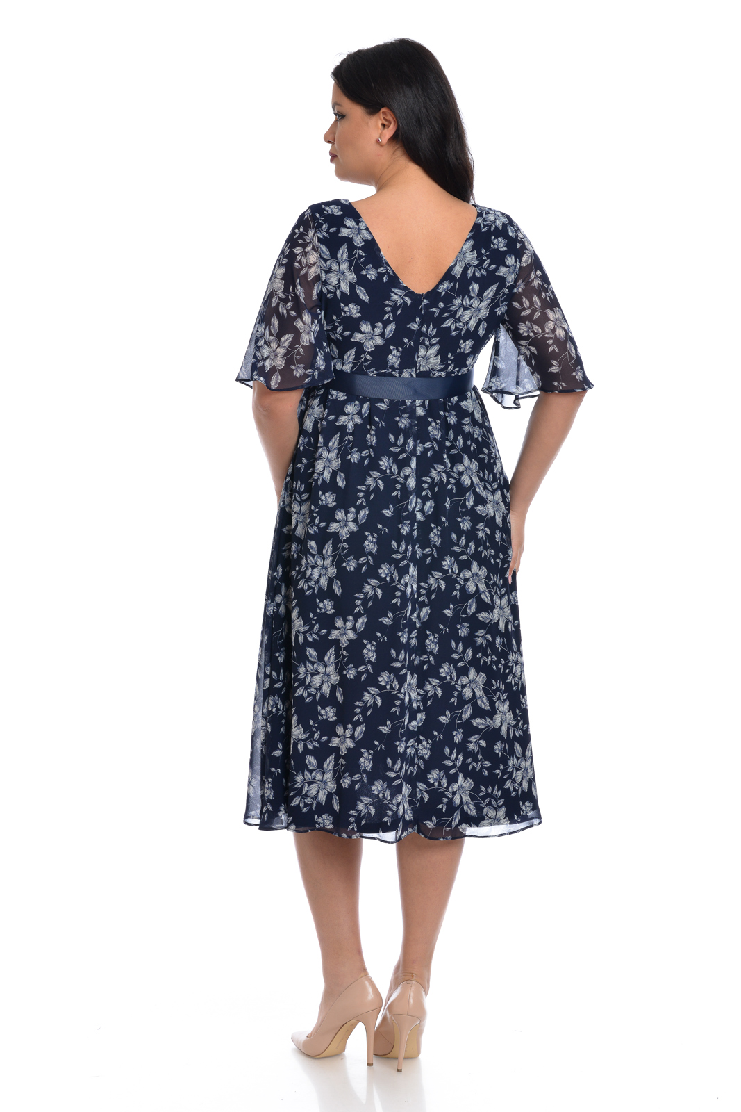 Poza produs Rochie voal DV22R36 bleumarin/alb floral, Dress to Impress | marimea 36