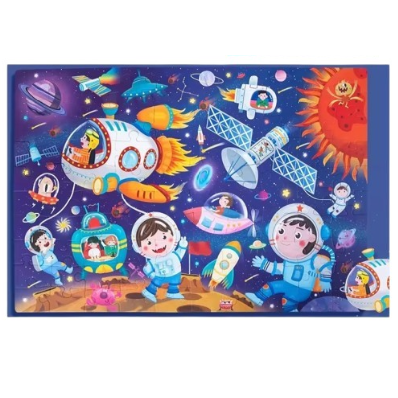 Poza produs Puzzle piese lemn SPACE 3+, Fun Toys | 100 piese de lemn