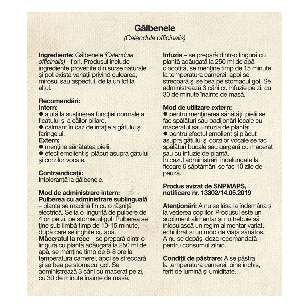 Poza produs Ceai Galbenele, Dacia Plant | 50 g