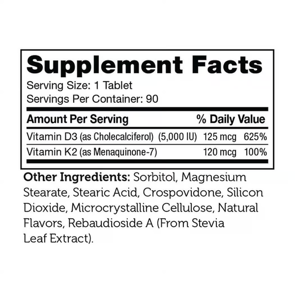 Poza produs GNC Zahler Chewable Vitamin D3 + K2 , General Nutrition Corp | 90 tbl. masticabile