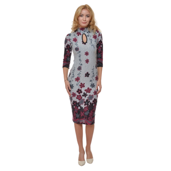 Rochie R2143 gri/ciclame/negru, Natalee | marimea S