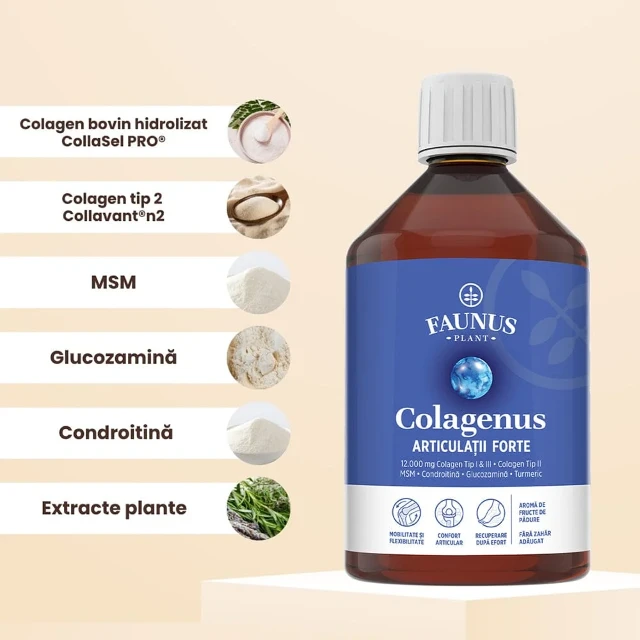 Colagen hidrolizat pentru articulatii Colagenus Articulatii Forte, Faunus Plant | 500 ml — poza produs 2/2