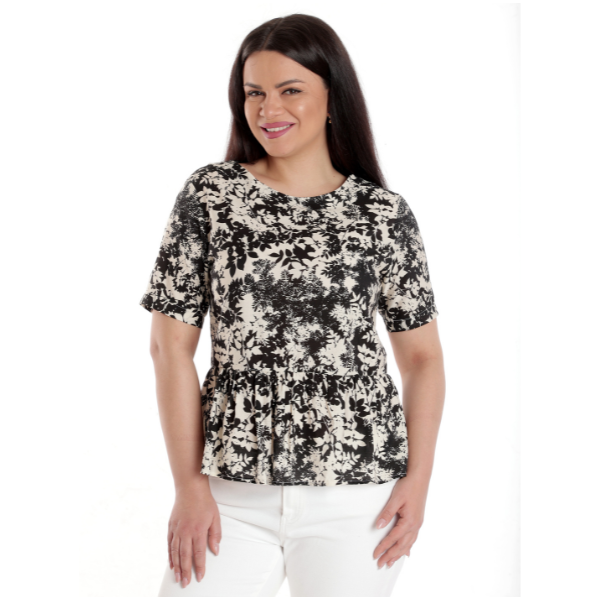 Poza produs Bluza peplum dama ERV23V225 crem/negru floral, Eranthe | marimea L