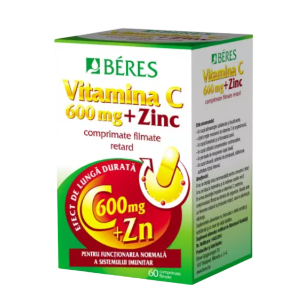 Poza produs Vitamina C 600 mg + Zinc, Beres Pharmaceuticals | 60 comprimate
