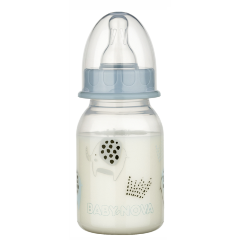 Biberon PP decorat, tetina rotunda S, slow, 46010, Baby Nova | 120 ml