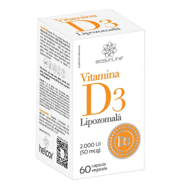 Poza produs Vitamina D3 Lipozomala 2000 UI BioSun Line, Helcor | 60 capsule