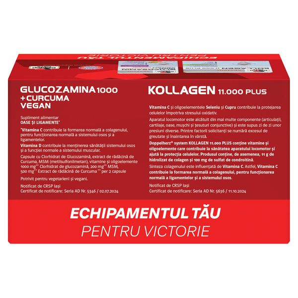 Doppelherz System kollagen 11.000 Plus + Doppelherz System glucozamina 1000 + curcuma vegan, Queisser Pharma | 30 flacoane + 60 comprimate — poza produs 2/4