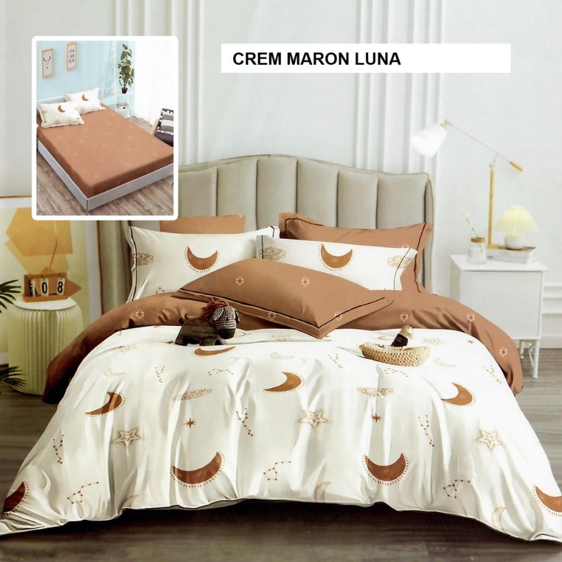 Poza produs Lenjerie pat cu husa FINET (6 piese) crem maron luna 180x200 cm, Ralex | 1 buc