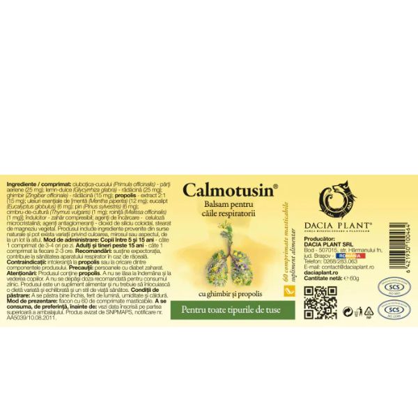 Poza produs Calmotusin, Dacia Plant | 60 comprimate