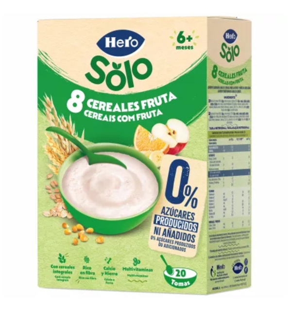 Poza produs Pudra instant 8 cereale cu fructe 6+ luni, Hero | 340 g