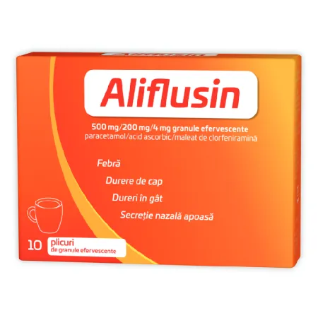 Poza produs Aliflusin 500 mg/200 mg/4 mg, Natur Produkt | 10 plicuri granule efervescente