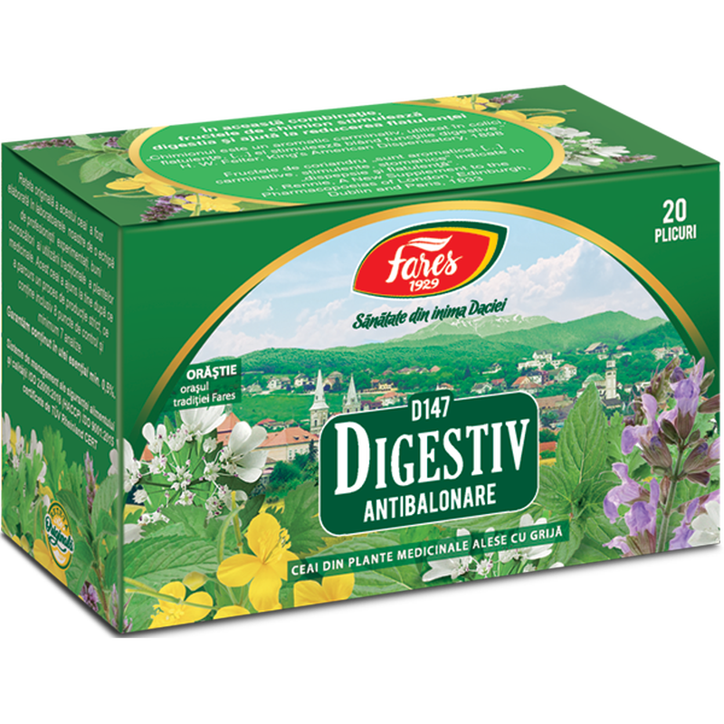 Poza produs Digestiv Antibalonare, D147, ceai la plic, Fares | 20 plicuri