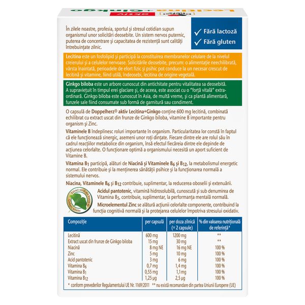 Lecitina + Vitamina B si E, Doppelherz Aktiv | 40 capsule — poza produs 2/4