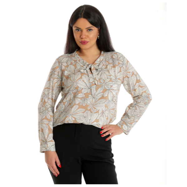 Poza produs Bluza funda dama ERP23V219 cappuccino/alb frunze, Eranthe | marimea XL