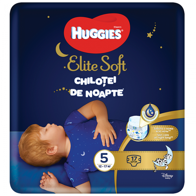 Poza produs Huggies Elite Soft Pants chilotei de noapte nr.5, 12-17 kg | 17 bucati