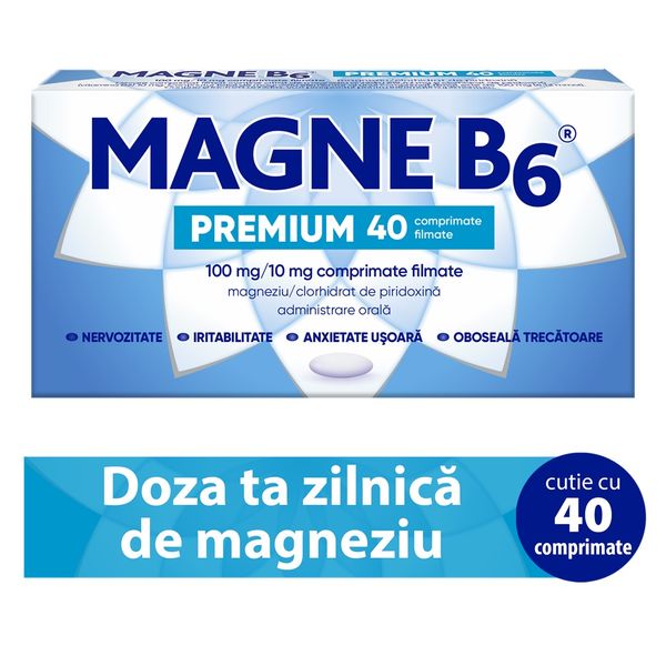 Poza produs Magne B6 Premium 100 mg/10 mg, Opella Healthcare | 40 comprimate filmate