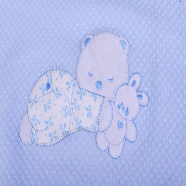 Poza produs Paturica tricot brodata pentru bebelusi STAR BEAR bleu, Perpetuum | 70x90 cm
