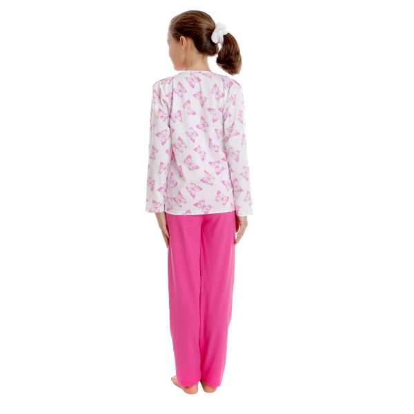 Pijama fete AI2502 ciclame/alb fluturi, Andana | marimea 36 (9/10 ani) — poza produs 3/3