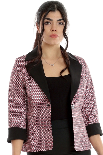 Poza produs Sacou dama DP24S53 rosu/negru geometric, Dress to Impress | marimea 44