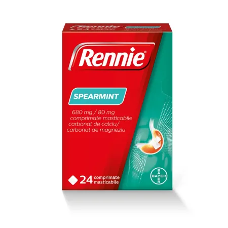 Poza produs Rennie Spearmint, Bayer | 24 comprimate masticabile