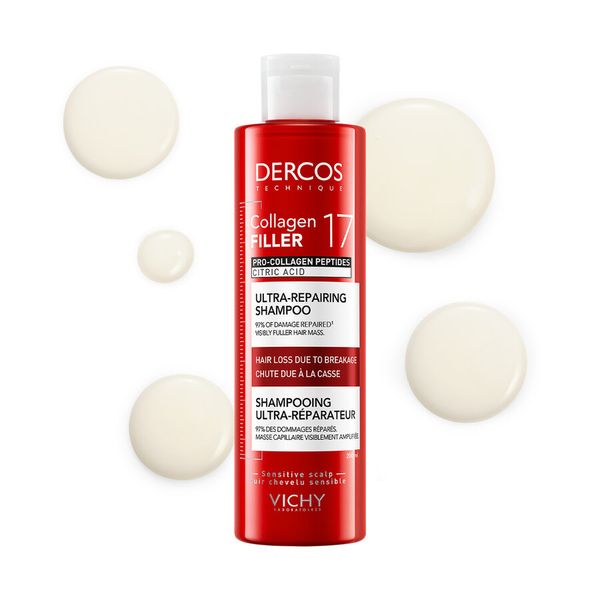 Poza produs Sampon ultra-reparator pentru par deteriorat si fragil Dercos Collagen 17 Filler, Vichy | 200 ml