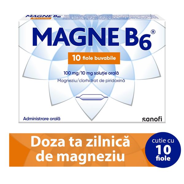 Poza produs Magne B6 solutie orala 100 mg/10 mg, Sanofi | 110 fiole x 10 ml