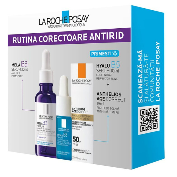 Poza produs Pachet Mela B3 Serum 30 ml + Mini Anthelios Age Correct 15 ml + Mini Hyalu B5 Serum 10 ml, La Roche-Posay