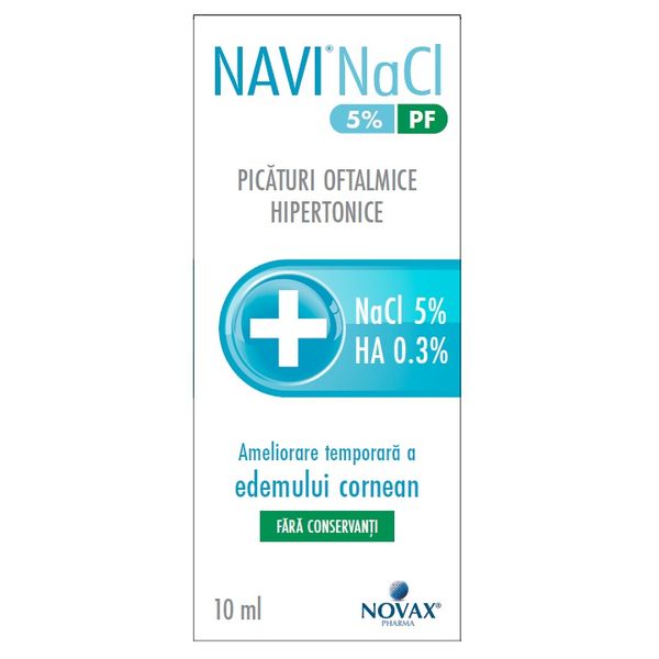 Picaturi oftalmice hipertonice Navi NaCl 5% PF, Novax Pharma | 10 ml — poza produs 1/5