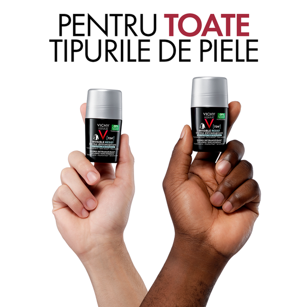 Poza produs Pachet Deodorant roll-on antiperspirant pentru barbati Invisible Resist 72H, 50 ml + 50 ml, Vichy