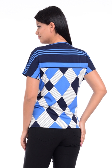 Poza produs Bluza dama CV20047 albastru geometric, Cesy | marimea M