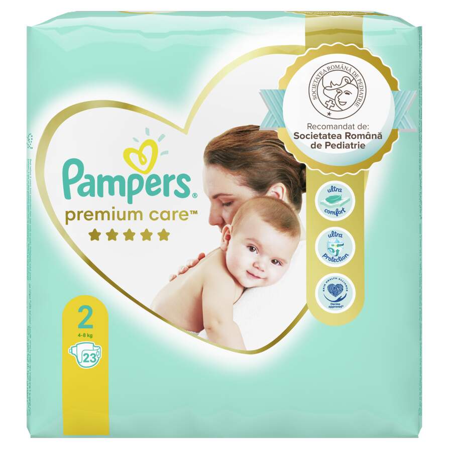 Poza produs Pampers Premium Care nr.2 new baby, 4-8 kg, P&G | 23 bucati