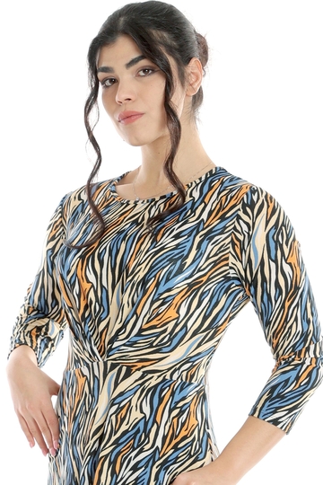 Poza produs Rochie pliuri bust CP24027 SIZE albastru/orange animal print, Cesy | marimea XXXL