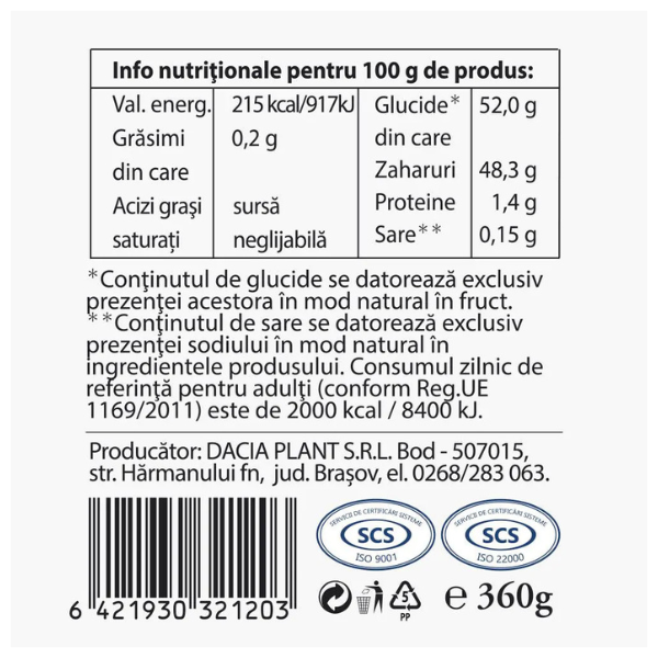 Poza produs Bun de tot dulceata de mure, fara zahar, Dacia Plant | 360g