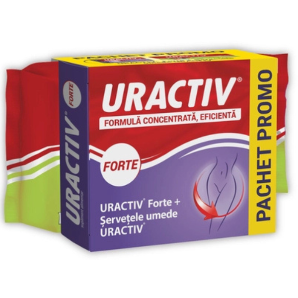 Poza produs URACTIV FORTE 20CAPS+URACTIV SERVETELE UMEDE INTIME 20BUC