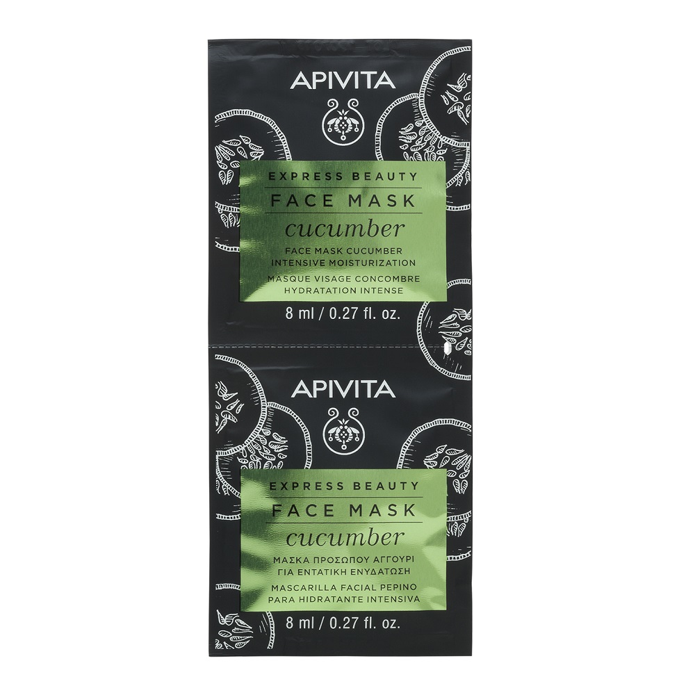 Poza produs Masca de fata pentru hidratare cu extract de castravete, Apivita | 2 x 8 ml