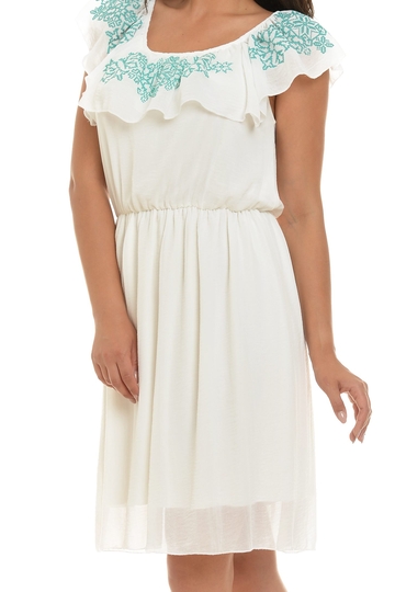 Poza produs Rochie voal broderie R08A alb, Dress to Impress | marimea 38