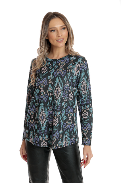 Poza produs Bluza CI25011 bleumarin & mov & turcoaz arabesc, Cesy | marimea XXL