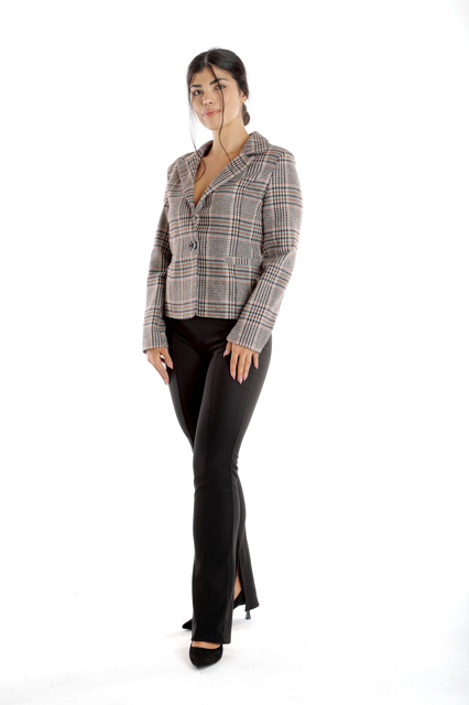 Poza produs Sacou cadrilat dama DI23S50 bordo/turcoaz/bej, Dress to Impress | marimea 42