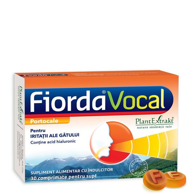 Poza produs Fiorda Vocal cu aroma de portocale, PlantExtrakt | 30 comprimate