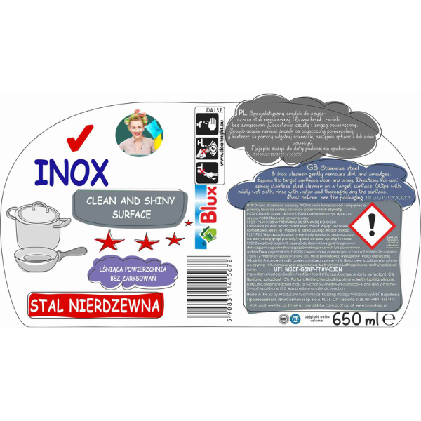 Poza produs Solutie curatare inox, Blux | 650 ml