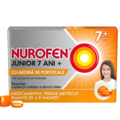Nurofen Junior 100 mg cu portocale 7 ani+, Reckitt Benckiser | 12 capsule masticabile