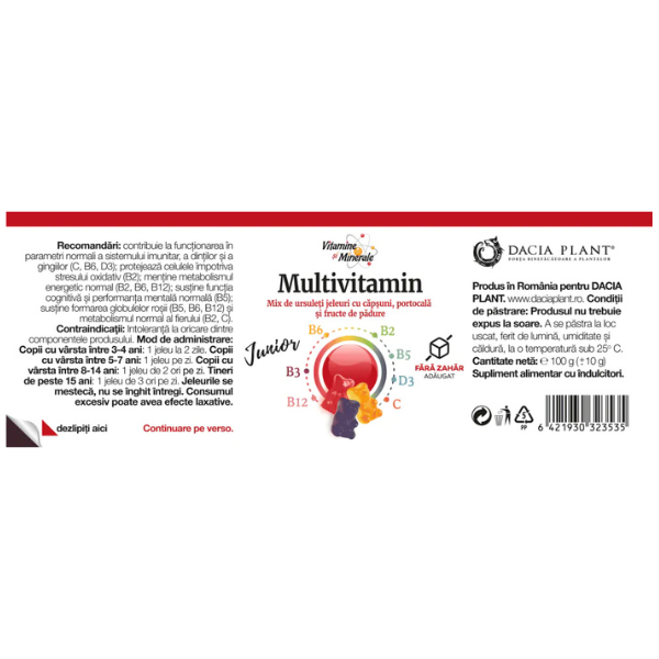 Poza produs Multivitamin Junior Ursuleti cu fructe, Dacia Plant | 20 jeleuri