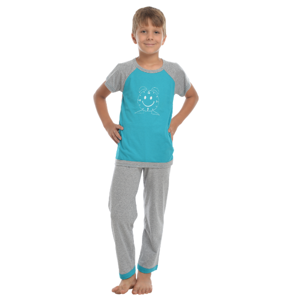 Pijama copii AT2104 gri/turcoaz Clock, Andana | marimea 36 (9/10 ani) — poza produs 2/4