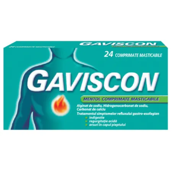 Poza produs Gaviscon Mentol, Reckitt Benckiser | 24 comprimate