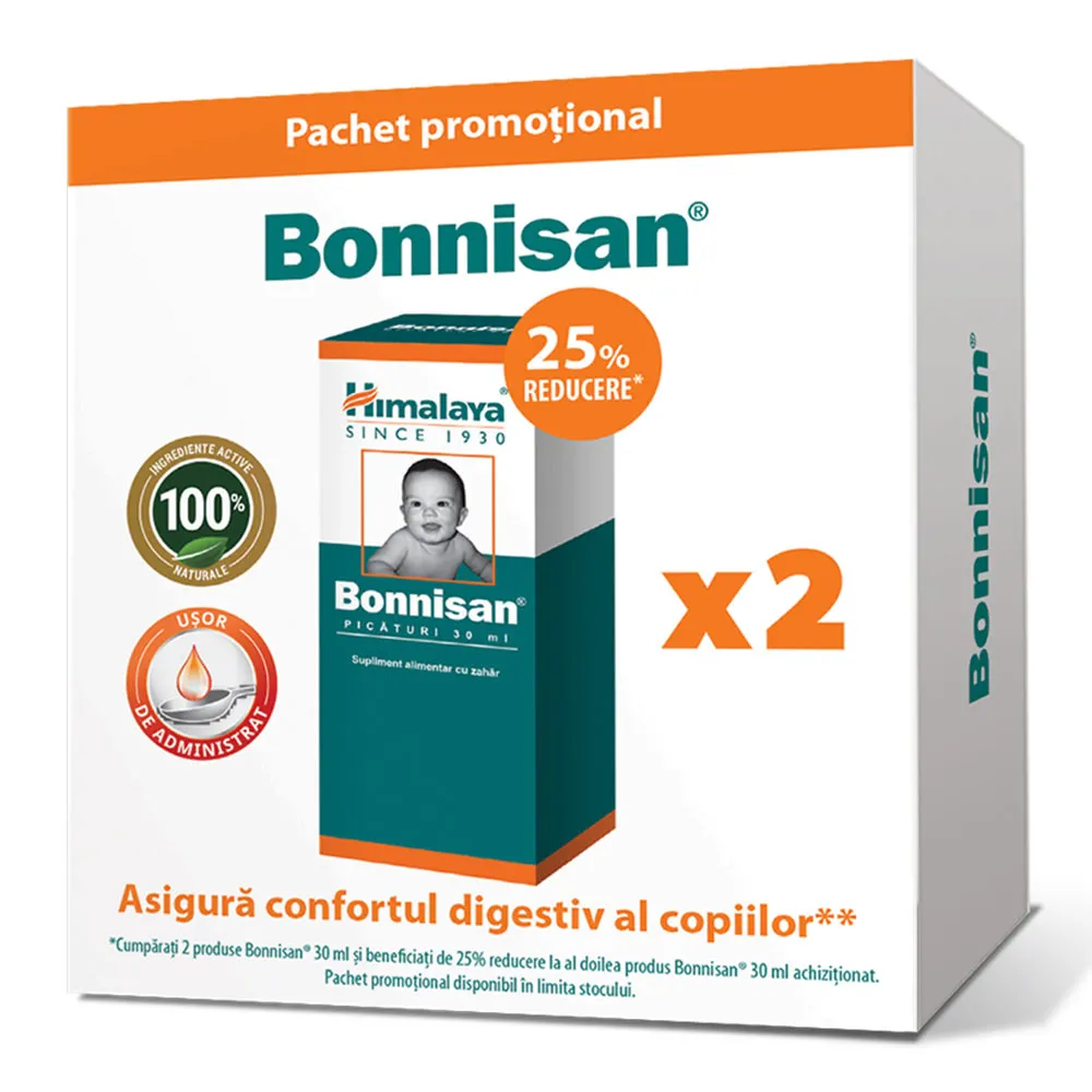 Poza produs Bonnisan picaturi 1+1 25% reducere, Himalaya | 30 ml