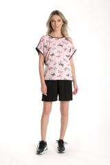 Tinuta de vara CV24068 negru/roz fluture, Cesy | marimea L