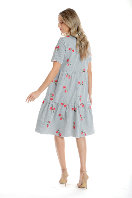Poza produs Rochie volane CV25030 alb dungulite/broderie florala, Cesy | marimea M