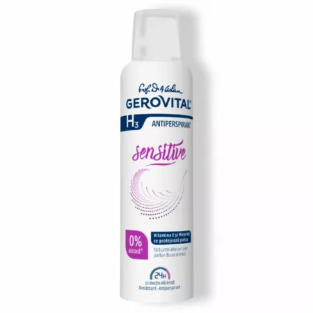 Poza produs Deodorant Antiperspirant H3 Sensitive Gerovital, Farmec | 150 ml
