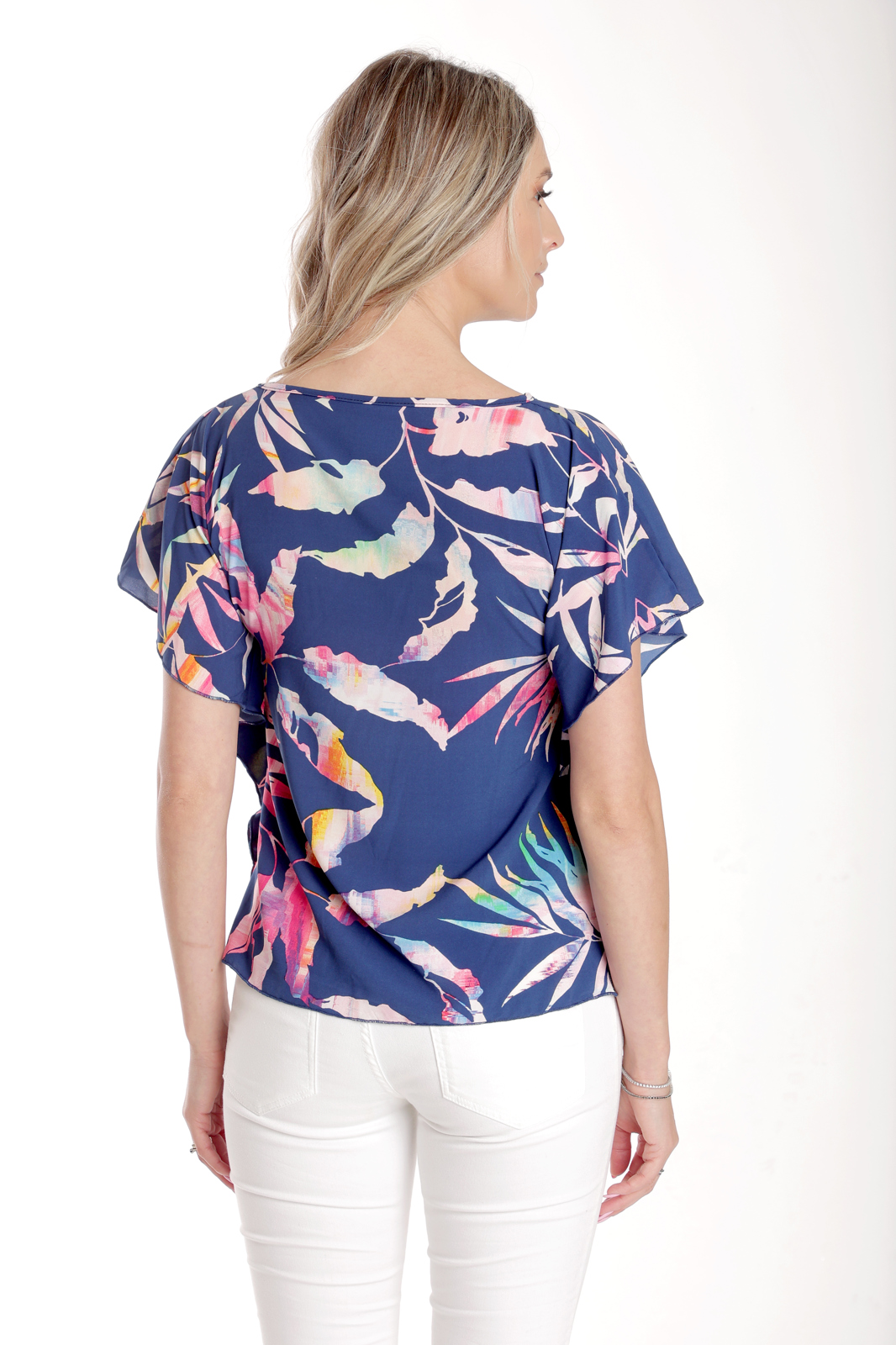 Poza produs Bluza fluture CV24059 albastru marin & jungle pastel, Cesy | marimea S